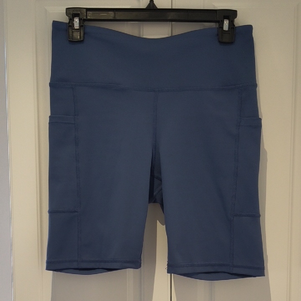 Women’s Blue High-Waist Athletic Bike Shorts